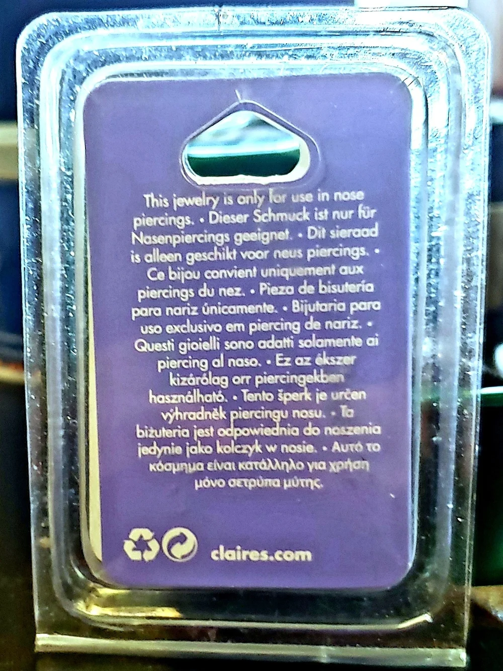BNIB Claire's Gold Nose Hoop Ring Hypoallergenic